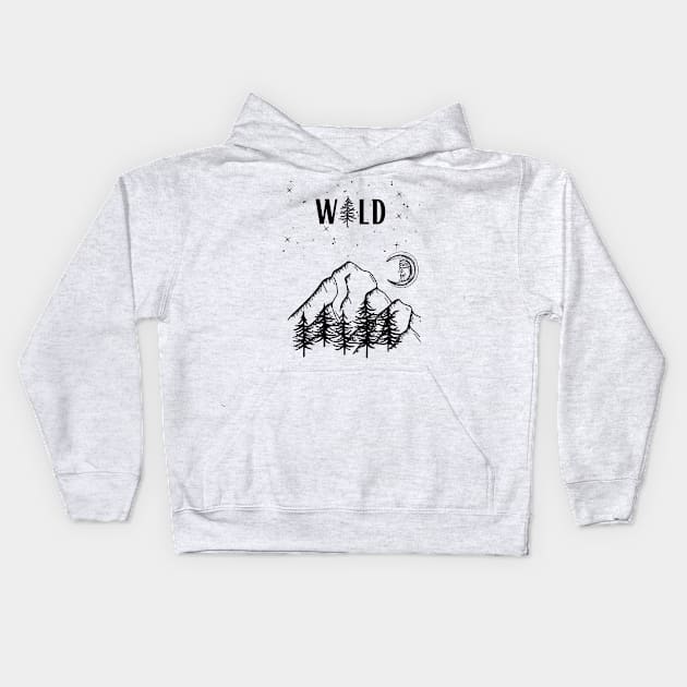 Hiking in the Wild Kids Hoodie by SpaceART